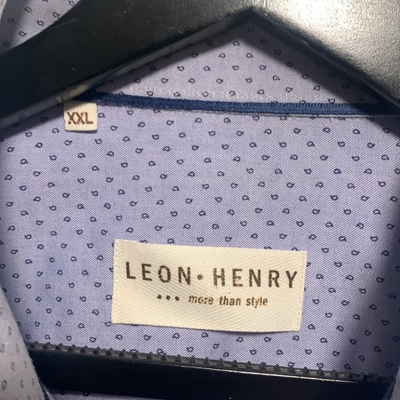2/$14 💀 | Leon Henry | Men’s XXL Dress Shirt | Blue & Black - Picture 5 of 6